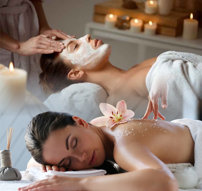 What services are offered at Four Fountains De-Stress Spa